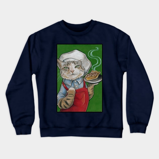 Cat Chef with Pecan Pie Crewneck Sweatshirt by Nat Ewert Art